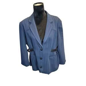 Maeve Women’s Blue Pinstripe Blazer Size 12  Single Button Career Jacket